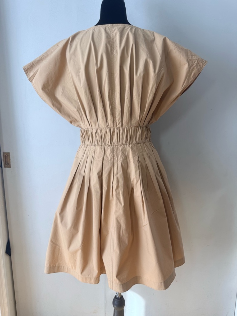 Rebecca Taylor Tan Short-Sleeve Gathered-Waist Mini Dress - Picture 3 of 5